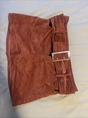 Garage Women's Mini Skirt in Rust Brown with Belt